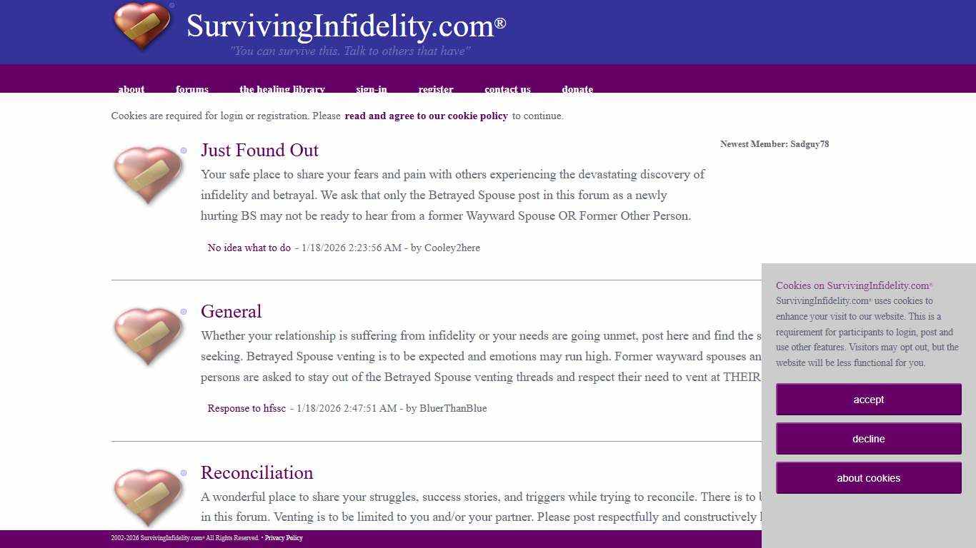 Infidelity Support Forums - Message Boards to Help the Betrayed